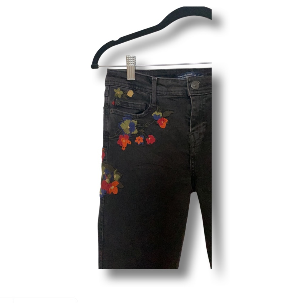 Zara denim floral jeans